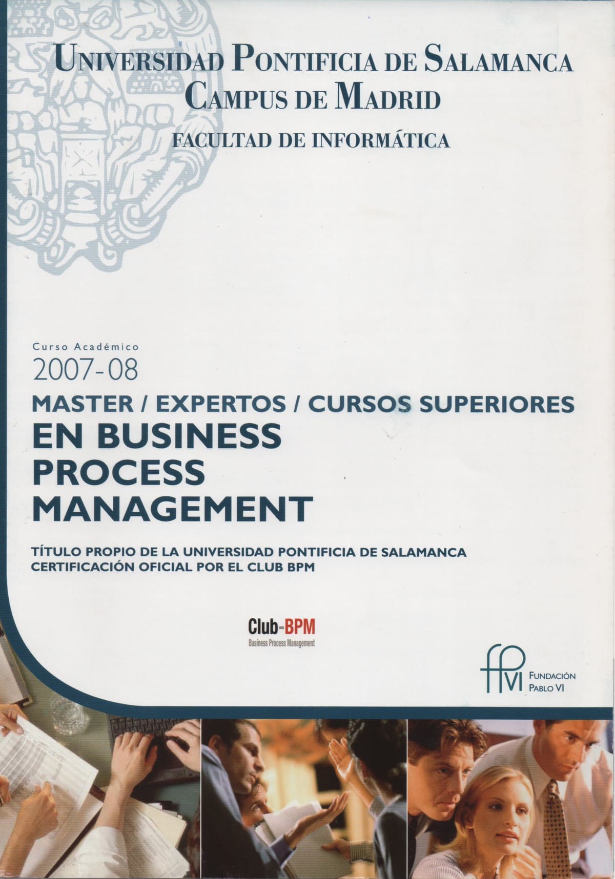 Primer Master Universitario BPM del Mundo - Portada del folleto